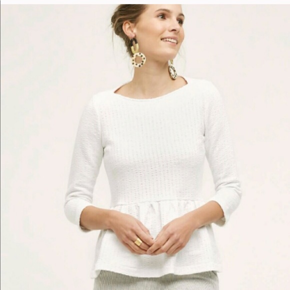 Anthropologie Amadi White Peplum Top - Picture 2 of 8